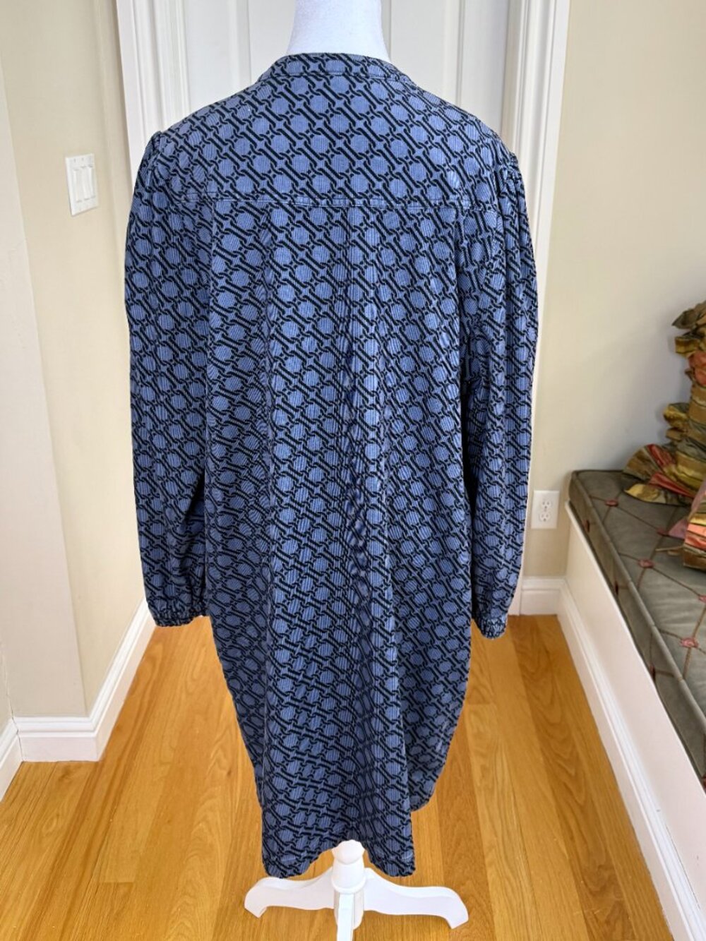 Boden Corduroy Dress Blue Black Trellis V-Neck Esmeralda (16-18) - Picture 5 of 9